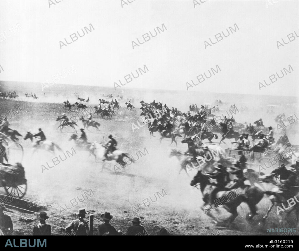 Oklahoma: April 22, 1889 The start fo the Oklahoma Land Run at high noon as settlers rush to claim the Unassigned Lands.