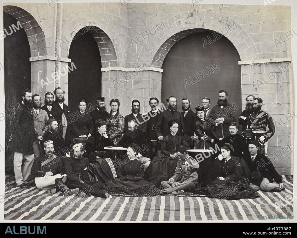 SIR CHARLES PATTON KEYES. A group of European men and women including officers of the 2nd Punjab Cavalry taken at Dera Ismail Khan, January 1871. Major Henry Pelham Close Collection: Album of views and portraits in India and Europe. Jan. 1871. Albumen print, 264x196mm. Source: Photo 782/(88).