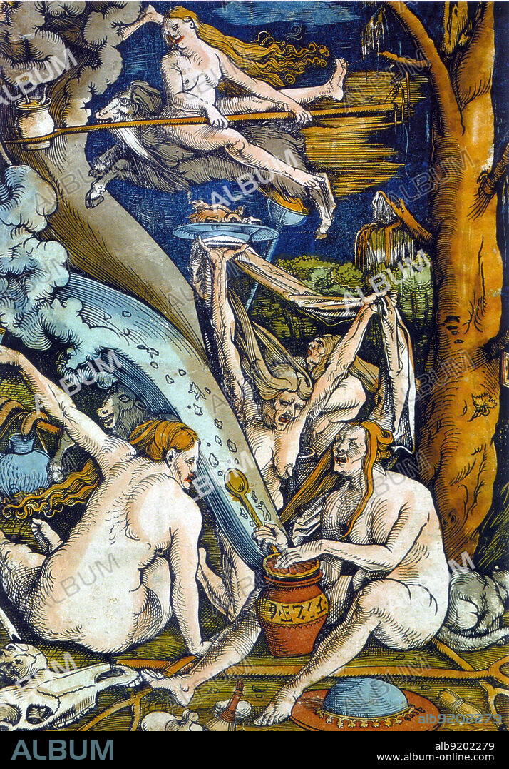 Witches by Hans Baldung Grien, The Witches' Sabbath or Sabbat is a meeting of those who practice witchcraft and other rites. European records indicate cases of persons being accused or tried for taking part in Sabbat gatherings, from the Middle Ages to the 17th century or later. Witchcraft is the use of magical faculties, most commonly for religious, divinatory or medicinal purposes. This may take many forms depending on cultural context. The belief in and the practice of magic has been present since the earliest human cultures and continues to have an important religious and medicinal role in many cultures today. A witch is a person, usually a woman, who professes or is supposed to practice magic, especially black magic or the black art.