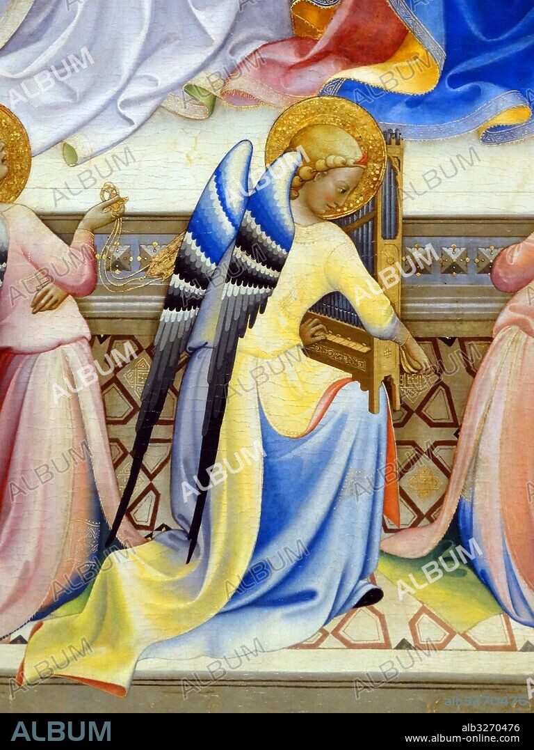 Detail from the painting titled 'The Coronation of the Virgin with Adoring Saints' by Lorenzo Monaco (1370-1425) an Italian painter of the late Gothic-early Renaissance age. Dated 15th Century.
