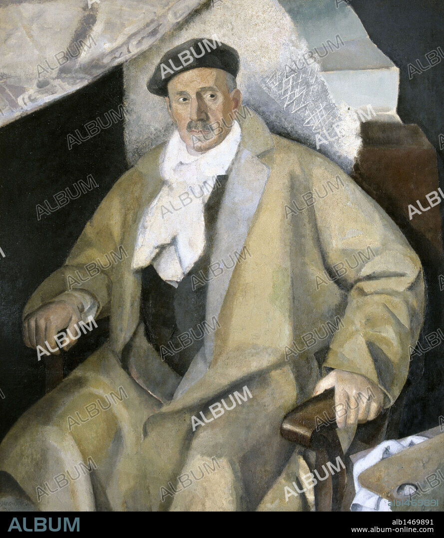 ZULOAGA Y ZABALETA, Ignacio (Eibar,1870-Madrid, 1945). Pintor español, creador de un tipo de retrato de gran tamaño donde sus personajes aparecen de cuerpo entero en estudiada y elegante posición. Oleo de Daniel VAZQUEZ DIAZ. Museo de Bellas Artes. Buenos Aires. Argentina.