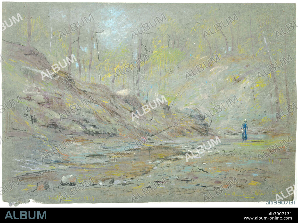 DWIGHT WILLIAMS. St. Gauden's Glen, Ohio. Date/Period: 1914. Works on Paper. Pastel on gray paper. Height: 14 mm (0.55 in); Width: 20.75 mm (0.81 in).