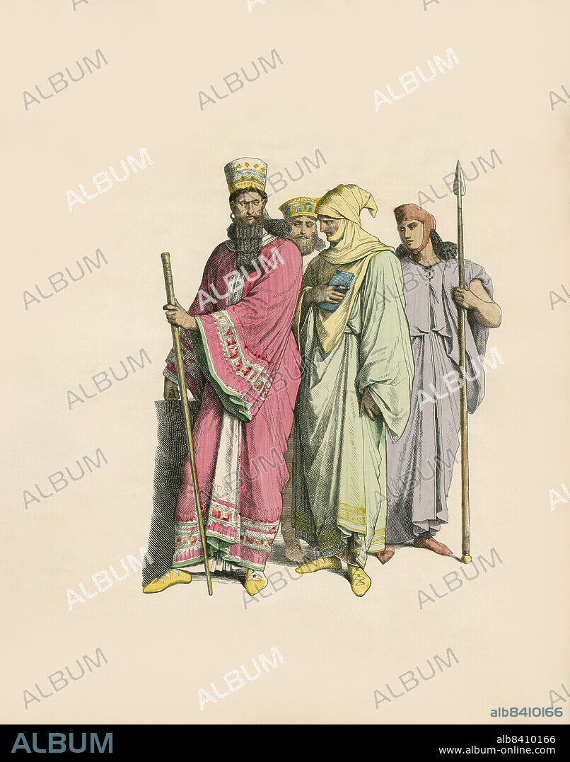 Mede Nobleman, Persian Nobleman, Persian Man, Ancient Near East, Illustration, The History of Costume, Braun & Schneider, Munich, Germany, 1861-1880.