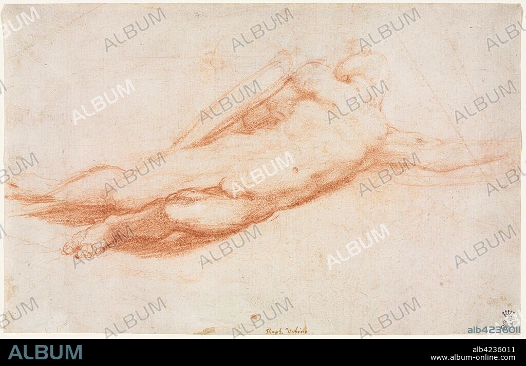 Study of a Fallen Soldier (possibly the Conversion of Saul) (recto), c. 1525. Attributed to Correggio (Italian, 1489?-1534). Red chalk; sheet: 17.5 x 27.3 cm (6 7/8 x 10 3/4 in.).