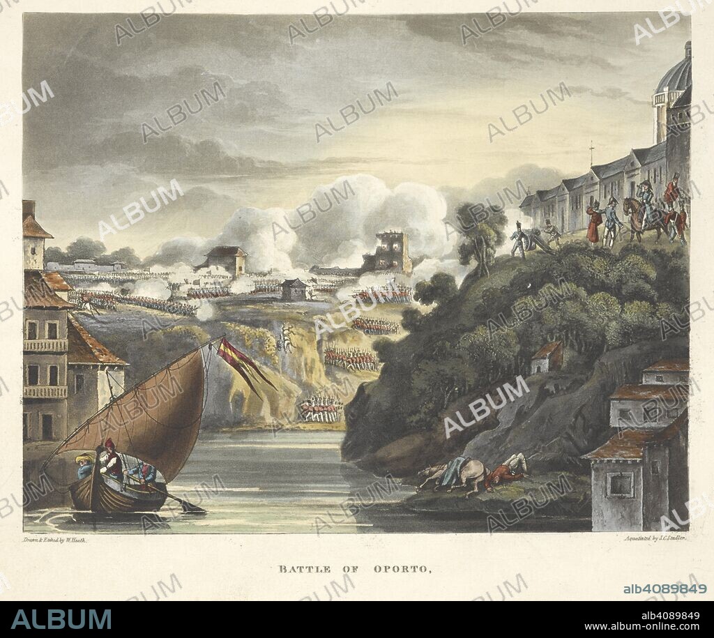 WILLIAM HEATH and J. C STADLER. Battle of Oporto. . The Wars of Wellington, a narrative poem. ... With ... engravings coloured ... By Dr. S. London, 1819. Source: 838.m.7 plate 7, page 64.