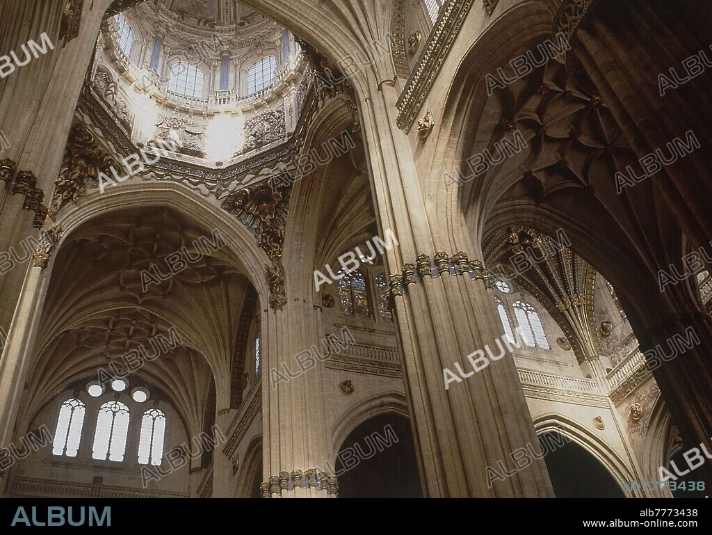 INTERIOR- PILARES FASCICULADOS DE LA CATEDRAL GOTICA.