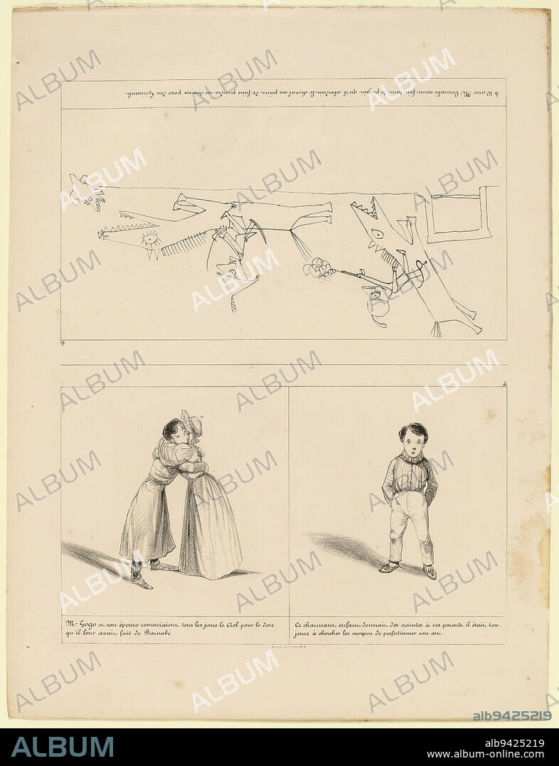 Mr Gogo and his wife thanking the sky every day [...] / 4., Cham (Amédée Charles de Noé, dit), Draftsman-lithographer, Aubert, Printer-lithographer, Array, Print, Graphic arts, Print, Lithography, Dimensions - Work: Height: 36 cm, Width: 27.2 cm.