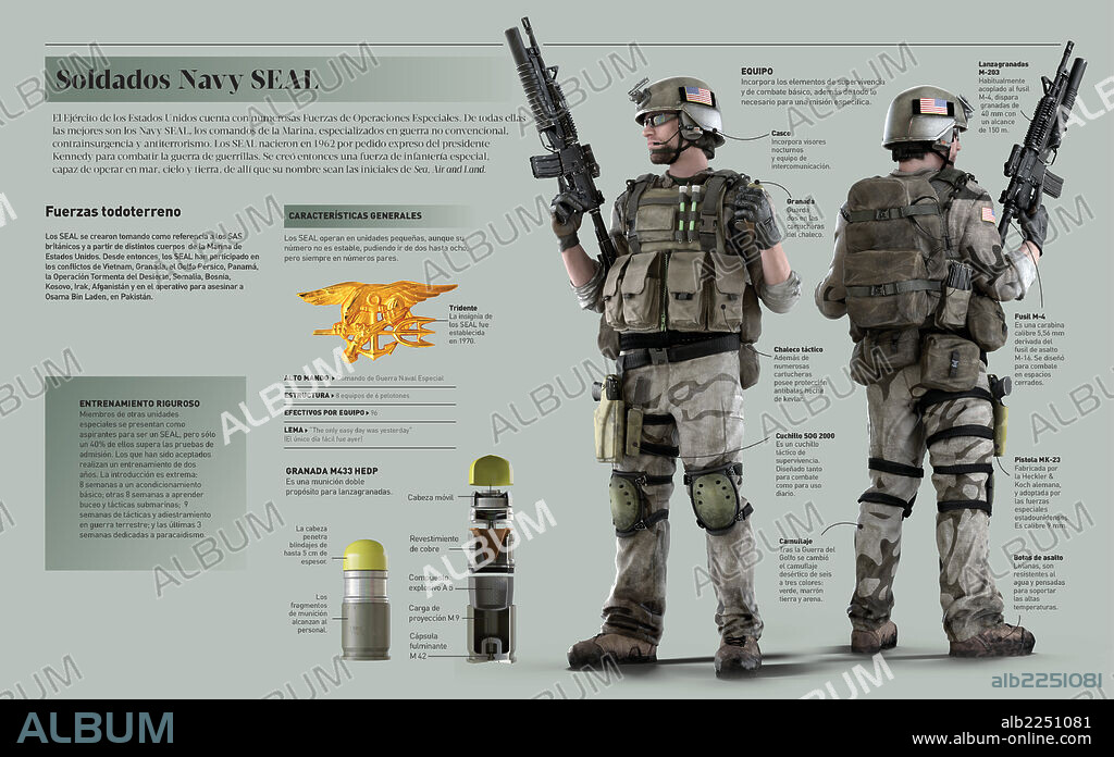 Soldados Navy SEAL. Infografía de los soldados NAVY Seal, comandos de la Marina del Ejército de los Estados Unidos.