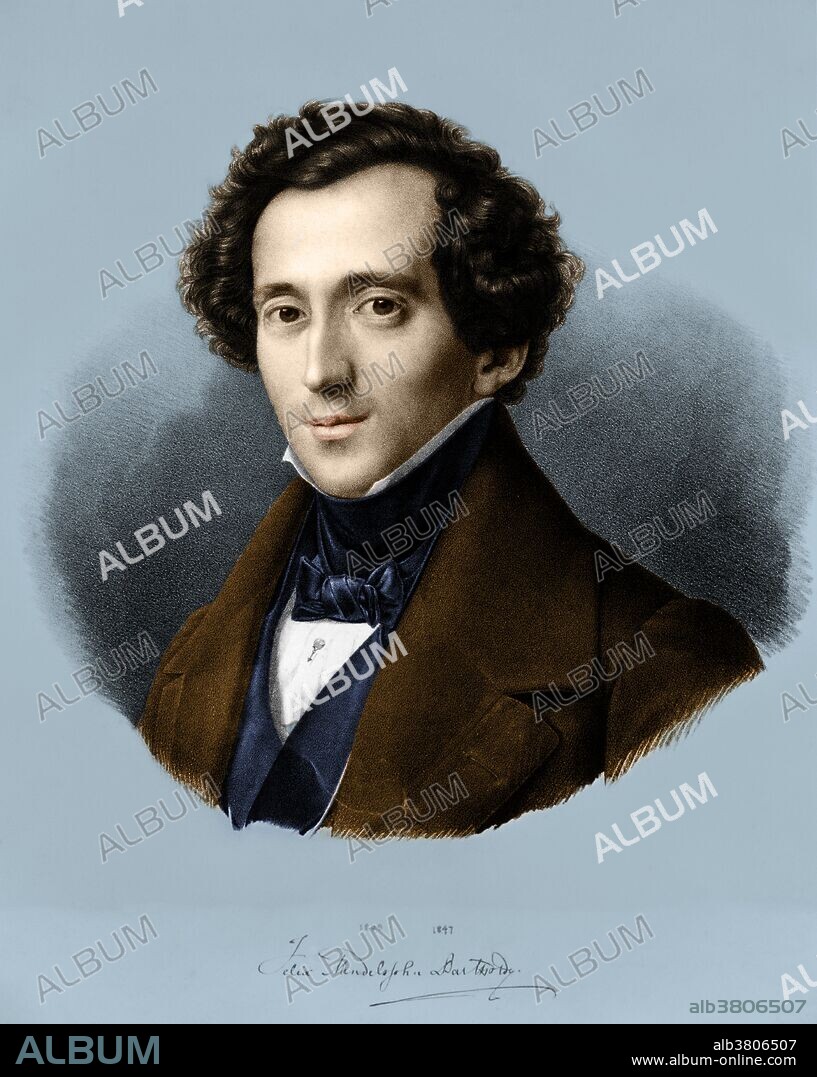 Jakob Ludwig Felix Mendelssohn Bartholdy (February 3, 1809 - November 4, 1847) was a German composer, pianist, organist and conductor of the early Romantic period. A grandson of the philosopher Moses Mendelssohn. He was a musical prodigy. In 1821 he was introduced to the elderly Johann Wolfgang von Goethe, and subsequently set a number of Goethe's poems to music. He was well received in Britain as a composer, conductor and soloist, and his ten visits there, during which many of his major works were premiered, form an important part of his adult career. In 1835 Mendelssohn was named conductor of the Leipzig Orchestra. He suffered from poor health in the final years of his life. A final tour of England left him exhausted and ill from a hectic schedule. He died in 1847, at the age of 38, after a series of strokes. Mendelssohn's work includes symphonies, concerti, oratorios, piano music and chamber music. After a long period of relative denigration in the late 19th and early 20th centuries, his creative originality has now been recognized and re-evaluated. He is now among the most popular composers of the Romantic era.
