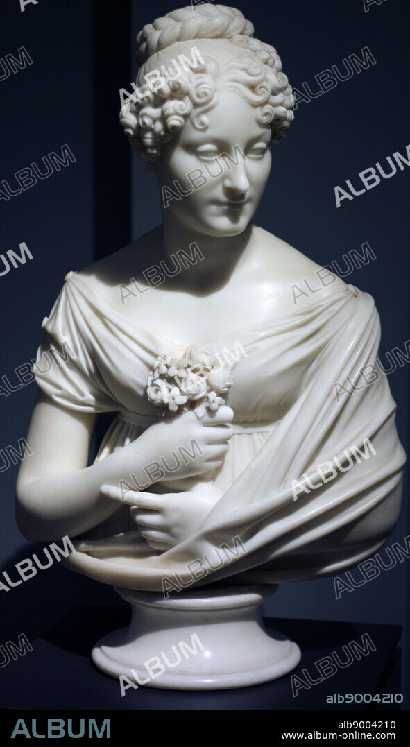 Portrait of an Unknown Woman by Lorenzo Bartolini (1777-1850). Bartolini was an Italian sculptor who infused his neoclassicism with a strain of sentimental piety and naturalistic detail.