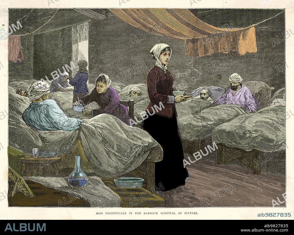 Florence Nightingale in the hospital at Scutari, 1855.