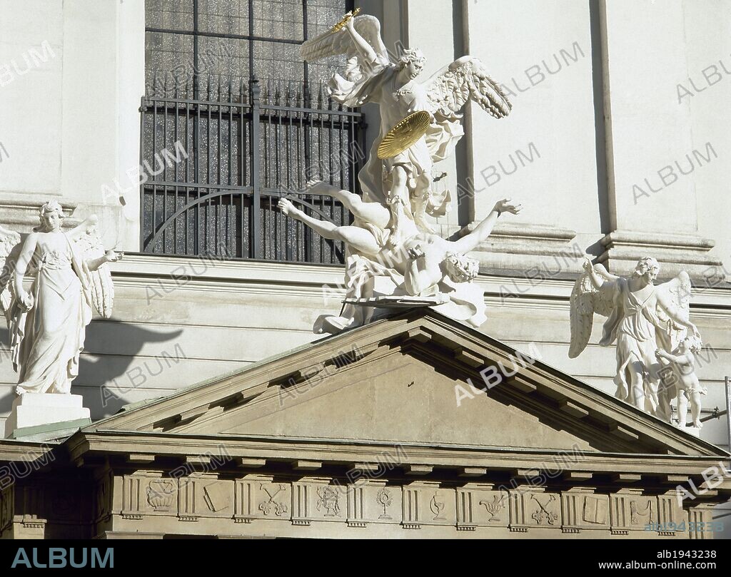 Austria. Vienna. Saint Michael's Church. Statue of Archangel Michael, 1725, by Lorenzo Mattielli (1678/88-1748).