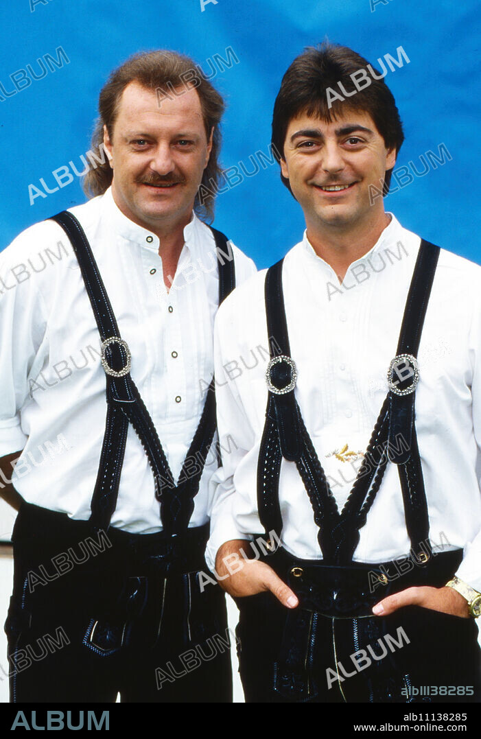 Wolfgang Eberharder and Willi Seitz are the original Naabtal Duo, German folk music group, Germany around 1992. (original german headline: Original Naabtal Duo).