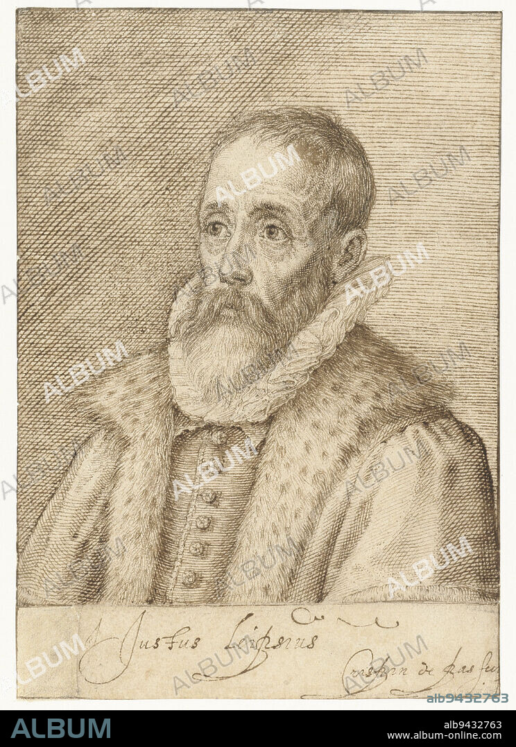 Justus Lipsius (1537-1606), Portrait of Justus Lipsius, draughtsman: Crispijn van de Passe (I), 1575, paper, pen, h 170 mm × w 120 mm.