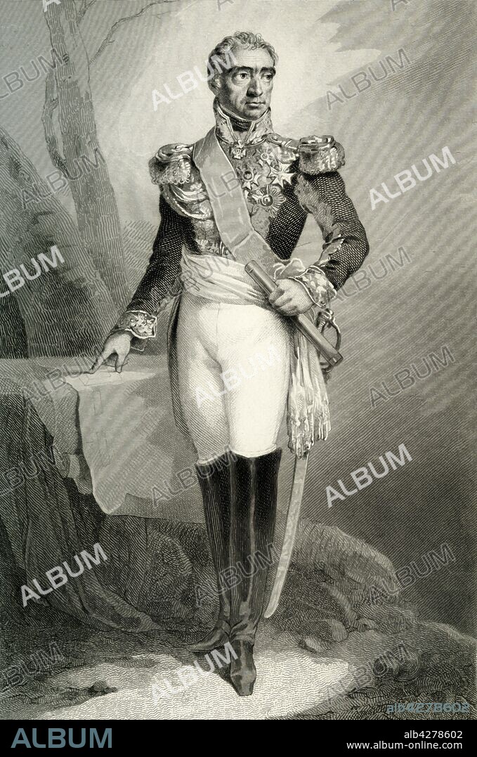 JOUBERT. Auguste Frederic Louis Viesse de Marmont, 1804, (1839). 'Marmont (Auguste-fréderic-Louis Viesse de), duc de Raguse, Maréchal de France'. Portrait of Auguste Frederic Louis Viesse de Marmont (1774-852), Duke of Ragusa, general and Marshal of France. From "Galerie Des Maréchaux De France. Dédiée à l'Armée de Terre et de Mer" (Gallery of the Marshals of France. Dedicated to the Army of Land and Sea), by Charles Gavard. [De Fain, Paris, 1839].