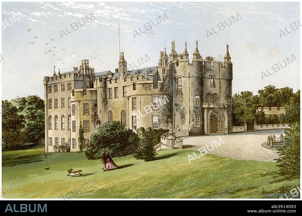 Picton Castle, Pembrokeshire, Wales, home of the Phillips family, c1880. A print from A Series of Picturesque Views of Seats of the Noblemen and Gentlemen of Great Britain and Ireland, edited by Reverend FO Morris, Volume I, William Mackenzie, London, c1880. Wood-engraved plates after paintings by Benjamin Fawcett and Alexander Francis Lydon.
