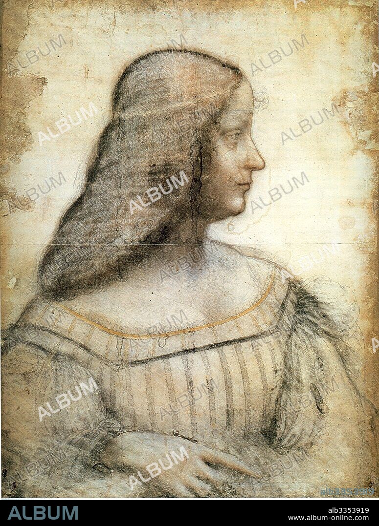 LEONARDO DA VINCI. Portrait of Isabella d'Este.
