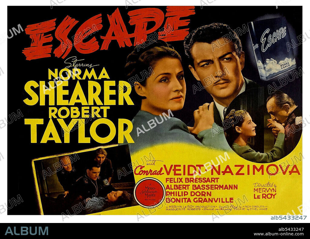 NORMA SHEARER and ROBERT TAYLOR in ESCAPE, 1940, directed by MERVYN LEROY. Copyright M.G.M.