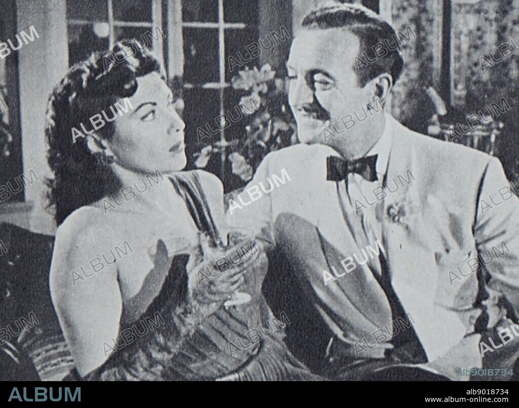 Film still of Yvonne De Carlo (1922-2007) and David Niven (1910-1983) from 'Happy Ever After'.