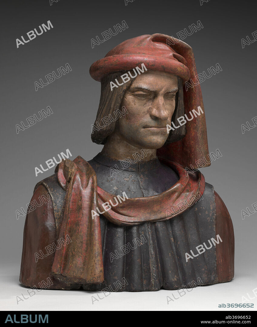FLORENTINE 15TH OR 16TH CENTURY, PROBABLY AFTER A MODEL BY ANDREA DEL VERROCCHIO AND ORSINO BENINTENDI. Lorenzo de' Medici. Dated: 1478/1521. Dimensions: overall: 65.8 x 59.1 x 32.7 cm (25 7/8 x 23 1/4 x 12 7/8 in.). Medium: painted terracotta.