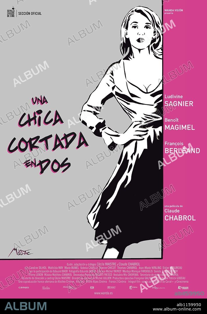 Poster of THE GIRL CUT IN TWO, 2007 (LA FILLE COUPÉE EN DEUX), directed by CLAUDE CHABROL. Copyright ALICELEO/ RHONE-ALPES CINEMA/FRANCE 2 CINEMA/INTEGRAL FILM.