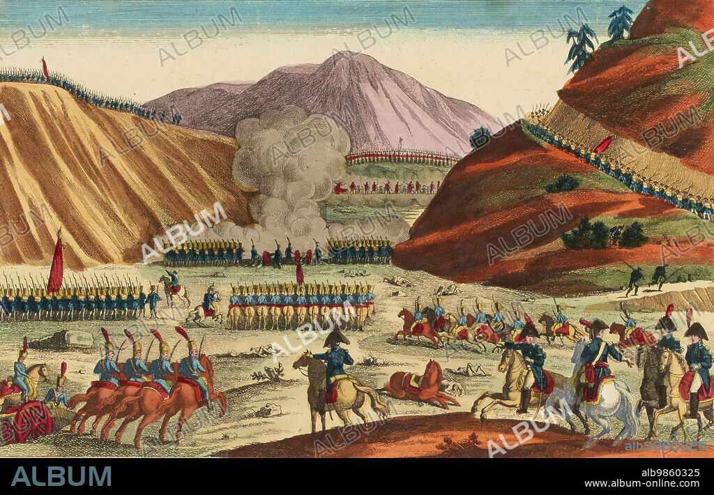 Battle of the Somosierra Pass, Somo-Sierra, 1808, a battle between Napoleonic and Spanish troops, Historical, digitally restored reproduction from an original of the time.