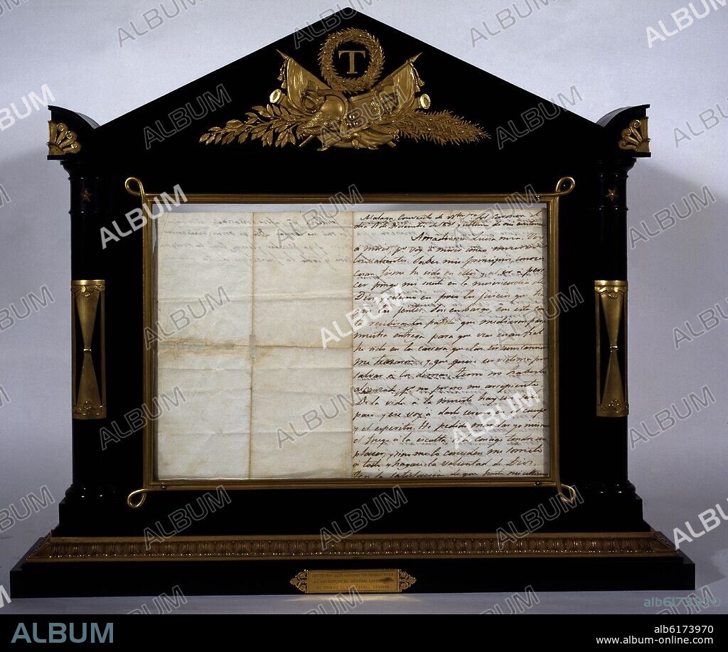 CARTA DEL GENERAL JOSE MARIA TORRIJOS A SU MUJER ANTES DE SU FUSILAMIENTO - 11 DE DICIEMBRE DE 1831.