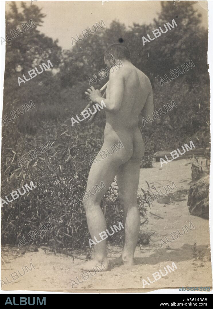 [Thomas Eakins, Nude, Playing Pipes]. Artist: Thomas Eakins (American, Philadelphia, Pennsylvania 1844-1916 Philadelphia, Pennsylvania). Dimensions: 22.7 x 16.6 cm (8 15/16 x 6 9/16 in.) irregular. Date: ca. 1883.