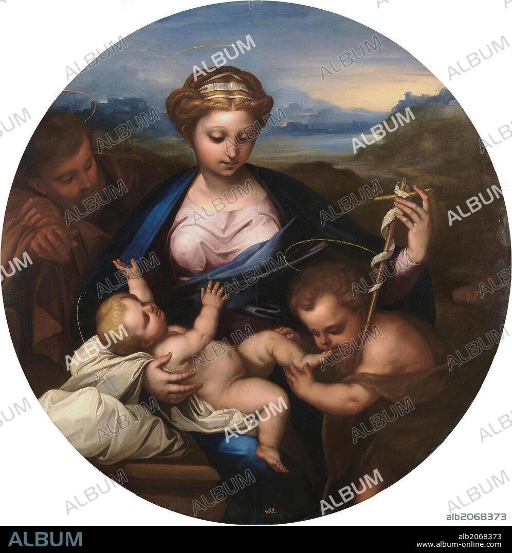 Luca Giordano / 'Sagrada Familia con San Juanito', ca.  1665, Italian School, Oil on panel, P00168.