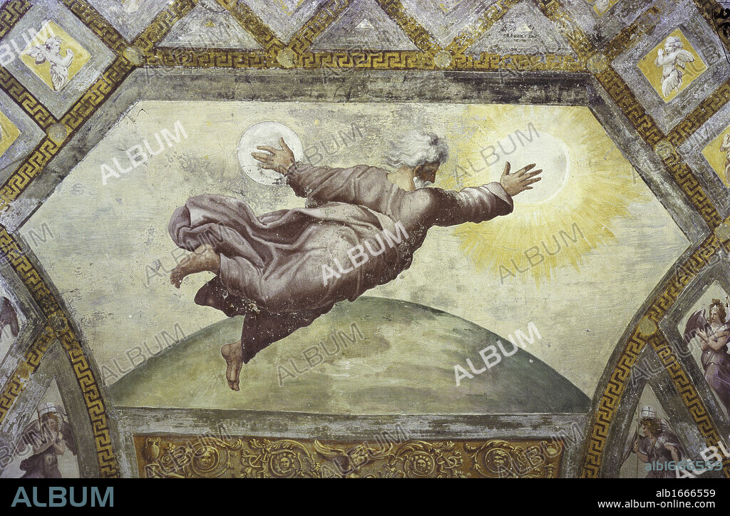 The Creation of the Sun and Moon  Raphael (1483-1520/Italian)  St. Peter's Basilica, The Vatican.