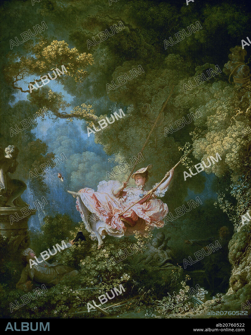 JEAN-HONORÉ FRAGONARD (1732-1806). LAS CASUALIDADES FELICES DEL COLUMPIO - 1767 - 81X64 - ROCOCO FRANCES.