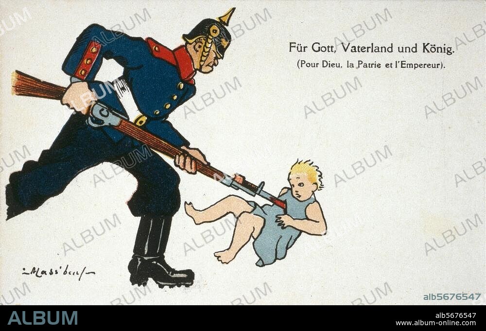 ANONYME. Histoire / Première Guerre mondiale /. Propagande. "Pour Dieu, la patrie et le roi". Carte postale française (imp. en coul. d'ap. un dessin, signature illisible), Marseille (Imprimerie Provençale). (1941/18).