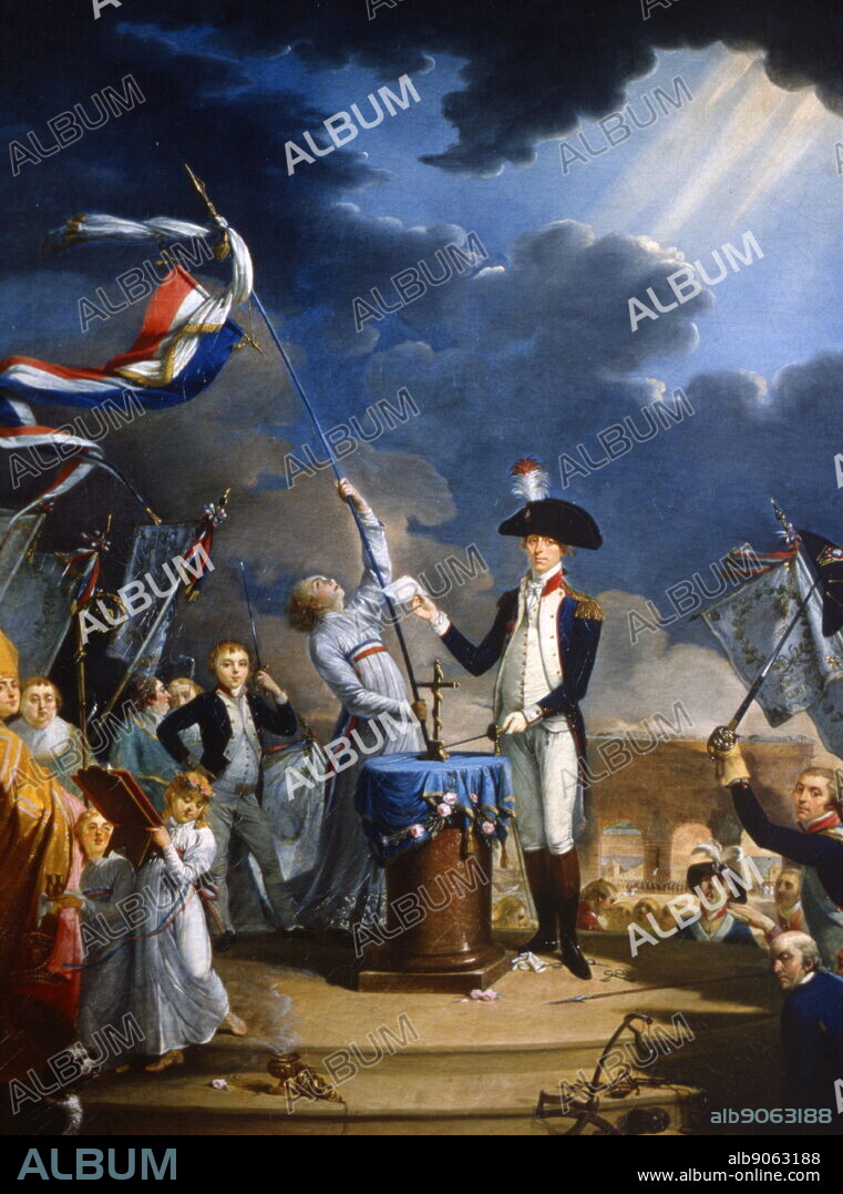 Le serment de La Fayette a la fete de la Federation, 14 July 1790 French School 18th century. Lafayette led the President of the National Assembly and all the deputies in a solemn oath to the coming Constitution. Marie-Joseph, Marquis de Lafayette (1757 - 1834), known in the United States simply as Lafayette, was a French aristocrat and military officer who fought in the American Revolutionary War.