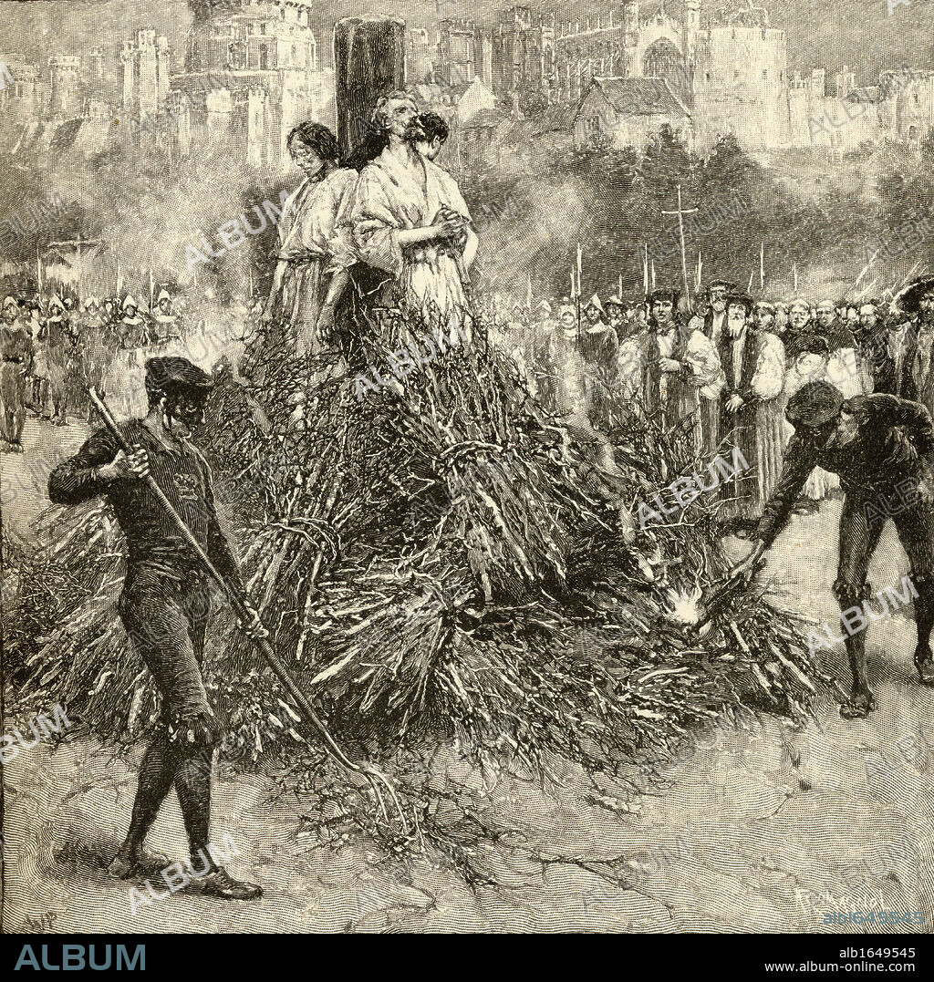 English catholic martyrs burned at stake during reign of Henry VIII.