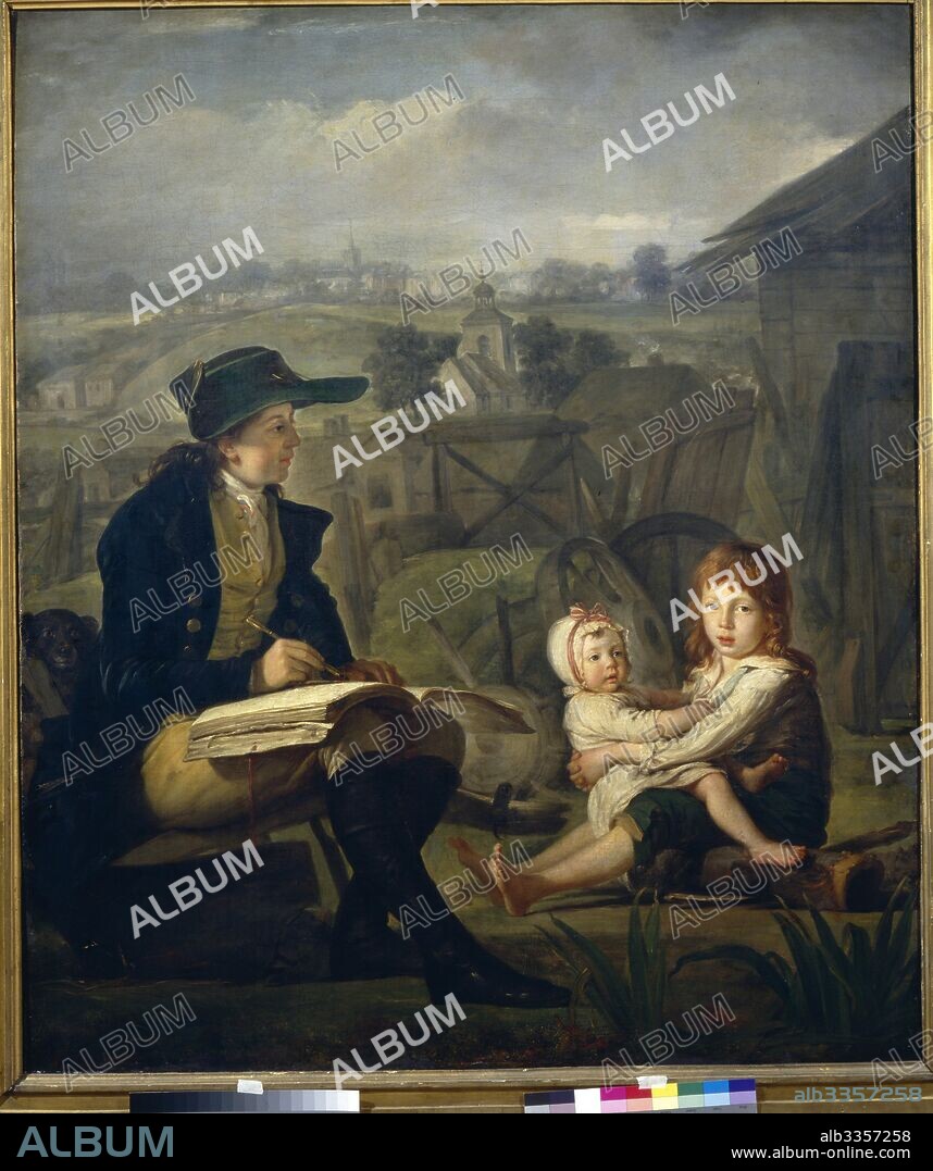FERDINAND MARTIN QUADAL. Werther drawing children.