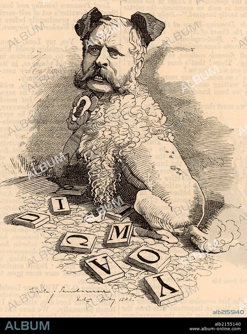 William Henry Waddington (1826-1894) French politician of English extraction.  Premier of France in 1879 under the presidency of Jules Grevy. Cartoon by Edward Linley Sambourne in the Punch's Fancy Portraits series from "Punch" (London, 4 August 1883). (Photo by: Universal History Archive/UIG via Getty Images).