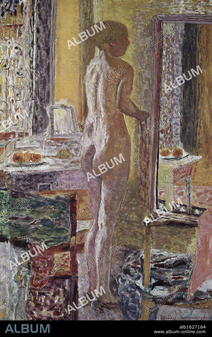 Nude Before A Mirror by Pierre Bonnard, 1933, 1867-1947.