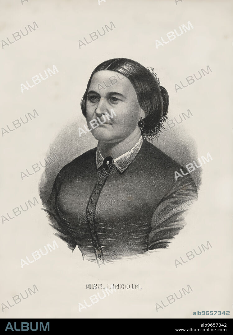Mrs. Lincoln, Head and Shoulders Portrait of Mary Todd Lincoln, Drawing by Unidentified Artist, 1865.