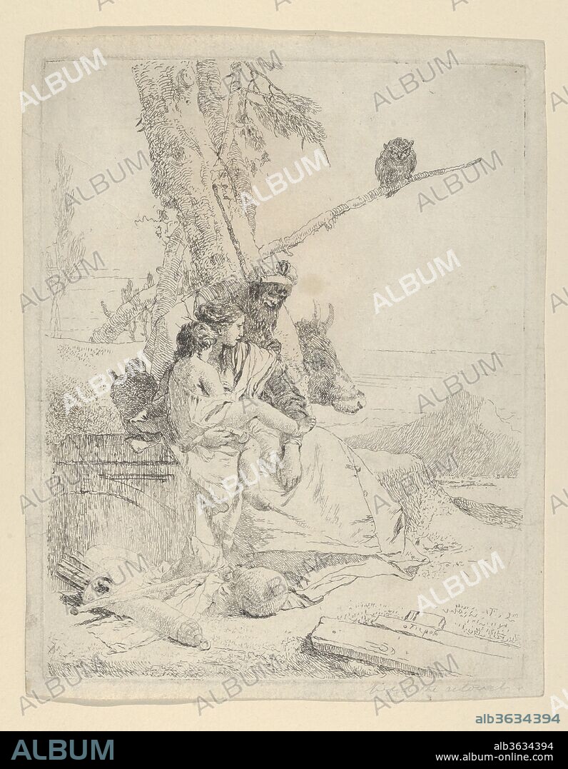 The Family of the oriental Peasant, from the Scherzi. Artist: Giovanni Battista Tiepolo (Italian, Venice 1696-1770 Madrid). Dimensions: Plate: 8 3/4 x 7 1/2 in. (22.2 x 19.1 cm)
Sheet: 8 3/4 x 6 7/8 in. (22.2 x 17.5 cm). Date: ca. 1740.