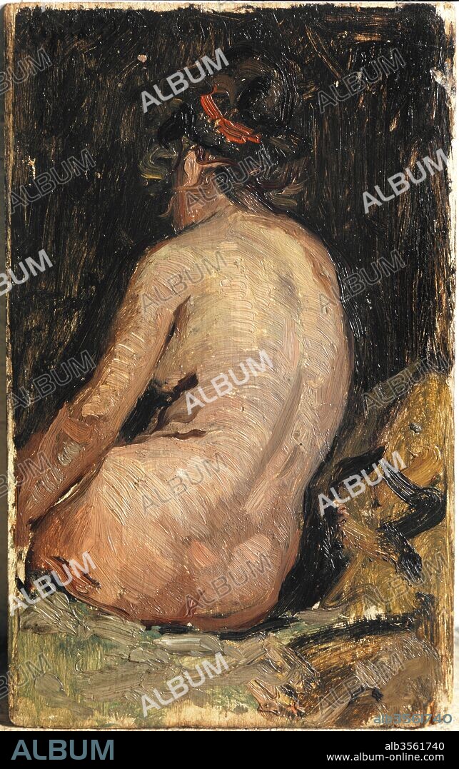 Pablo Picasso/ "Desnudo de espaldas", 1895, Pintura sobre tabla (óleo sobre madera), 22,3 x 13,7 cm, MPB 110212.