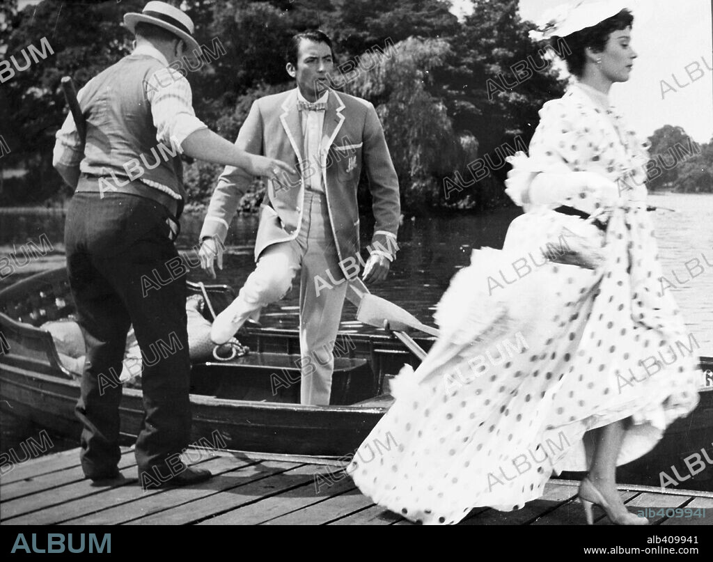 GREGORY PECK y JOYCE GRENFELL en EL MILLONARIO, 1953 (THE MILLION POUND NOTE), dirigida por RONALD NEAME. Copyright RANK.