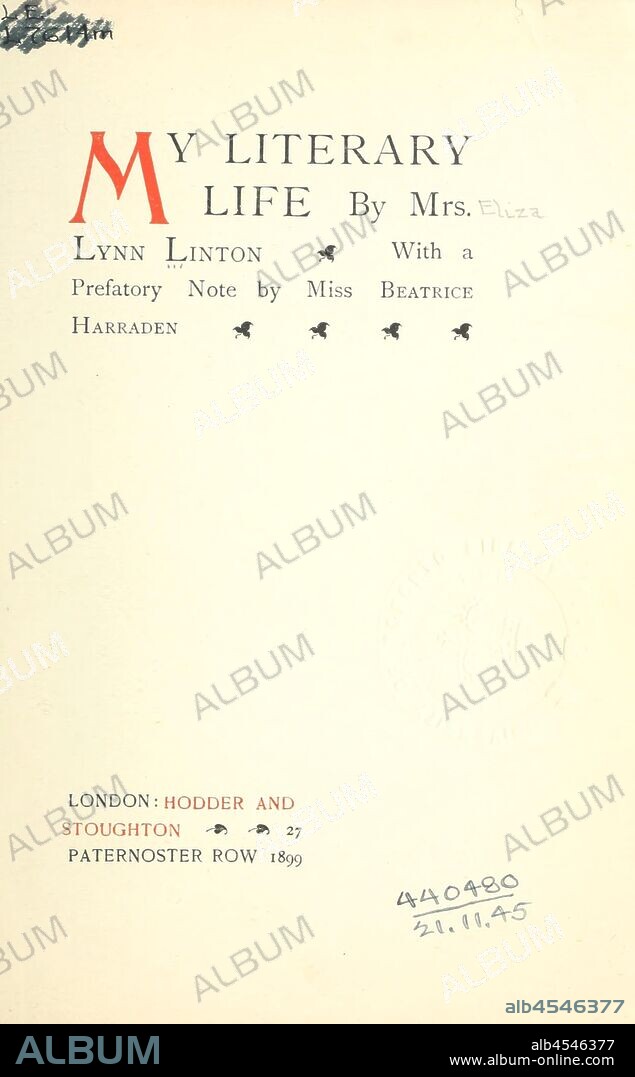 My literary life : Linton, E. Lynn (Elizabeth Lynn), 1822-1898.