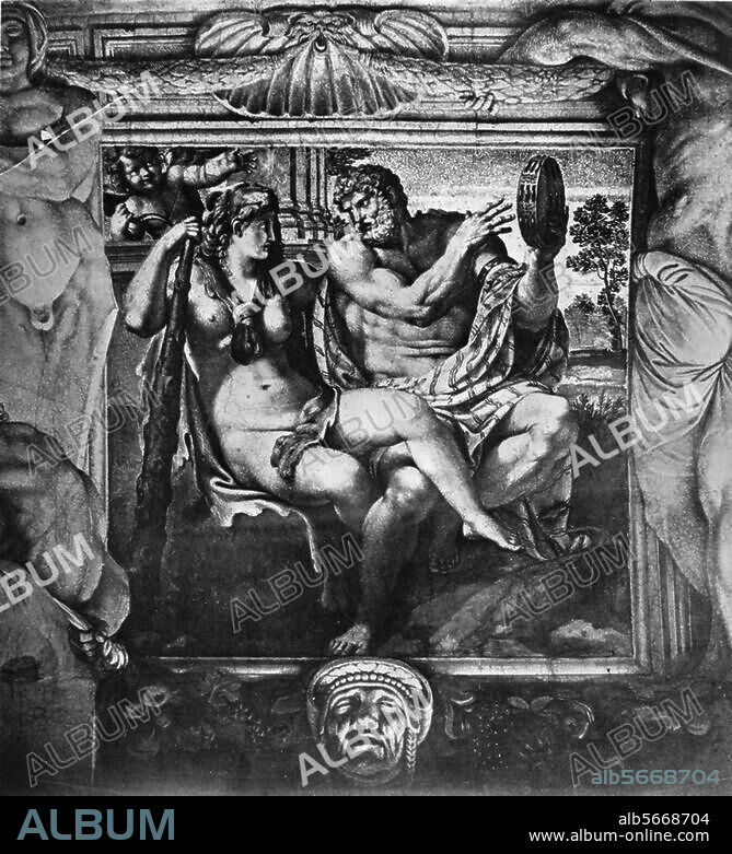 ANNIBALE CARRACCI. Carracci, Annibale. 1560-1609. "Hercules and Omphale" (alternatively identified as Hercules and Iole). Fresco, 1595-1605. Rome, Palazzo Farnese (Galleria Farnesina).