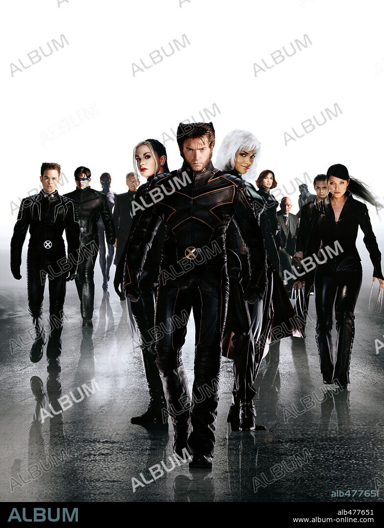 ANNA PAQUIN, HALLE BERRY, HUGH JACKMAN, KELLY HU and SHAWN ASHMORE in X2, 2003, directed by BRYAN SINGER. Copyright 20TH CENTURY FOX.