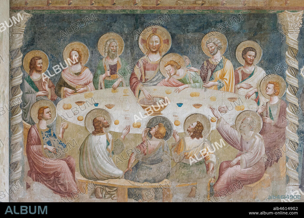 Codigoro, Pomposa Abbey, Refectory: fourteenth-century frescoes attributed to the painter of the Rimini school, Maestro di Tolentino: "Last Supper".