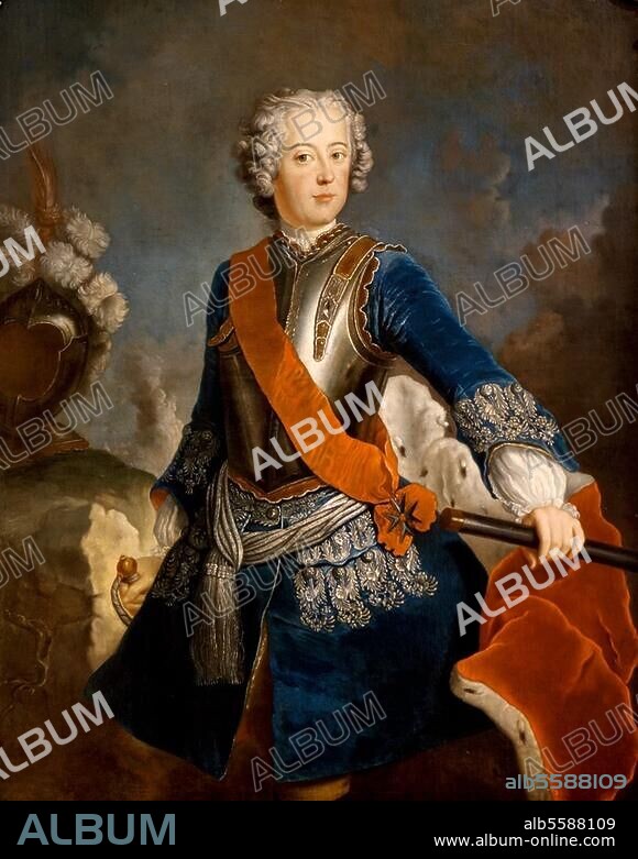 Friedrich II. (der Große), König von Preußen (1740-86), Berlin 24.1.1712 - Sanssouci bei Potsdam 17.8.1786. "Friedrich der Große als Kronprinz". Gemälde, 1736, von Antoine Pesne (1683-1757). Öl auf Leinwand, 143 × 113 cm. Doorn (Niederl.), Stichting Huis Doorn.