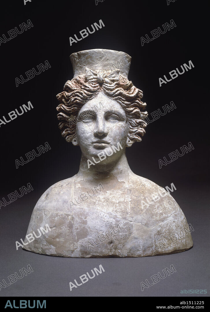 Phoenician civilization, 5th-4th century b.C. Bust of goddess Tanit, Hellenistic style.