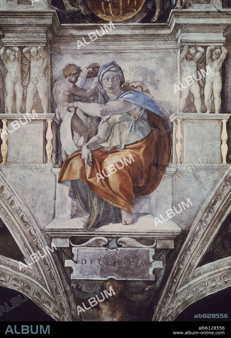 MIGUEL ANGEL. LA SIBILA DELPHICA ANTES DE LA RESTAURACION - SIGLO XVI - RENACIMIENTO ITALIANO.
