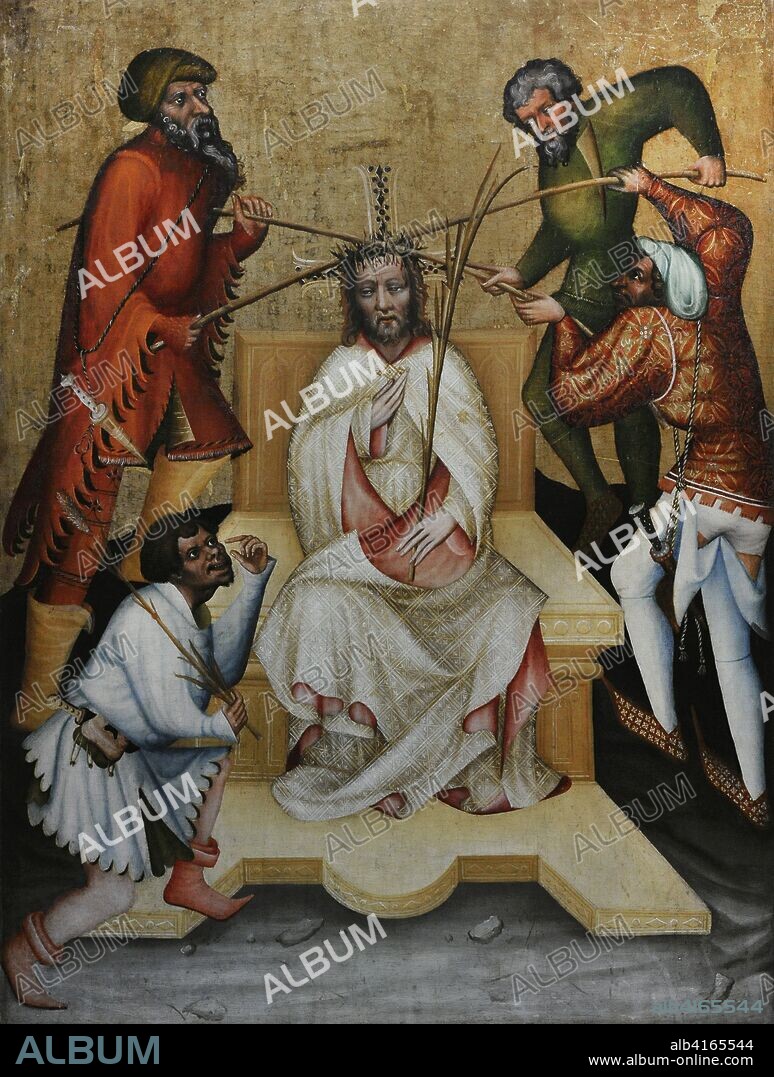Master of the Altarpiece of Graudenz (late of 14th century-early 15th century). Polyptych from Graudenz.  Detail depicting Christ crowned with thorns. Pomerania, ca.1390. From the Chapel of the Teutonic Knights Castle in Graudenz (Poland). National Museum. Warsaw. Poland.