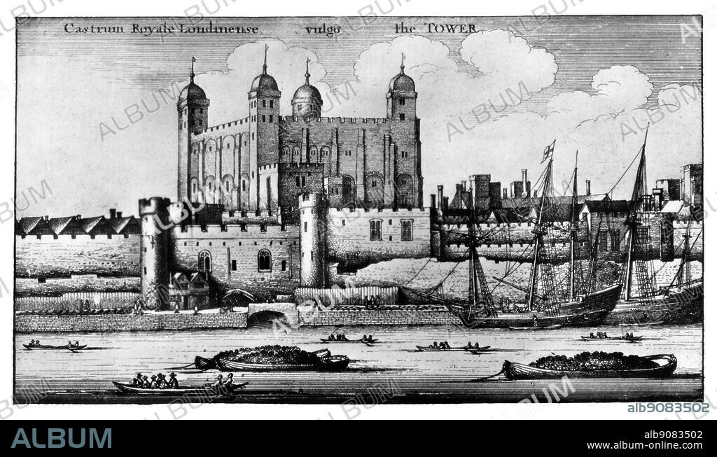 Etching of The Tower of London and the River Thames , 1647 Giclee Print by Wenceslaus Hollar , London , England . The Earl of Essex , awaiting execution , declared himself the most vilest traitor that ever had been in the land.